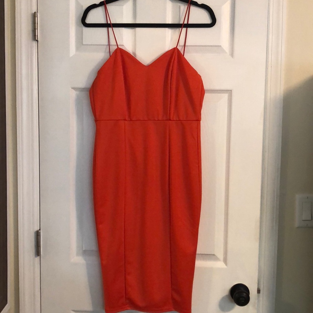 Orange Formal Thin Strap Mid-length Dress